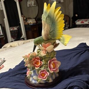 Elegant Hummingbird and Floral Sculpture
